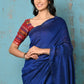 Very Much Indian Tyohaar - Mul Cotton Handloom Woven Saree - Navy Blue | Swadesiicart