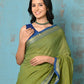 Very Much Indian Tyohaar - Pure Mul Cotton Handloom Saree - Mehendi Green | Swadesiicart