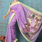 Very Much Indian Tyohaar - Exclusive! Handloom Pure Cotton Paithani in Most Traditional Lilac with Pichwai Pallu | Swadesiicart