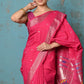 Very Much Indian Tyohaar - Handloom Pure Cotton Paithani With Lotus Pallu - Blush Pink | Swadesiicart