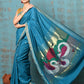 Very Much Indian Tyohaar - Handloom Pure Cotton Paithani With Swan Pallu - Carolina Blue | Swadesiicart