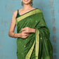 Very Much Indian Tyohaar - Handloom Pure Cotton Paithani With Lotus Pallu - Leaf Green | Swadesiicart