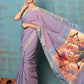 Very Much Indian Tyohaar - Handloom Pure Cotton Paithani With Parrot Peacock Pallu- Dual Tone Sky Blue & Purple | Swadesiicart