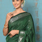 Very Much Indian Tyohaar - Handloom Pure Cotton Paithani With Parrot Pallu- Dark Green | Swadesiicart