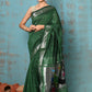 Very Much Indian Tyohaar - Handloom Pure Cotton Paithani With Parrot Pallu- Dark Green | Swadesiicart