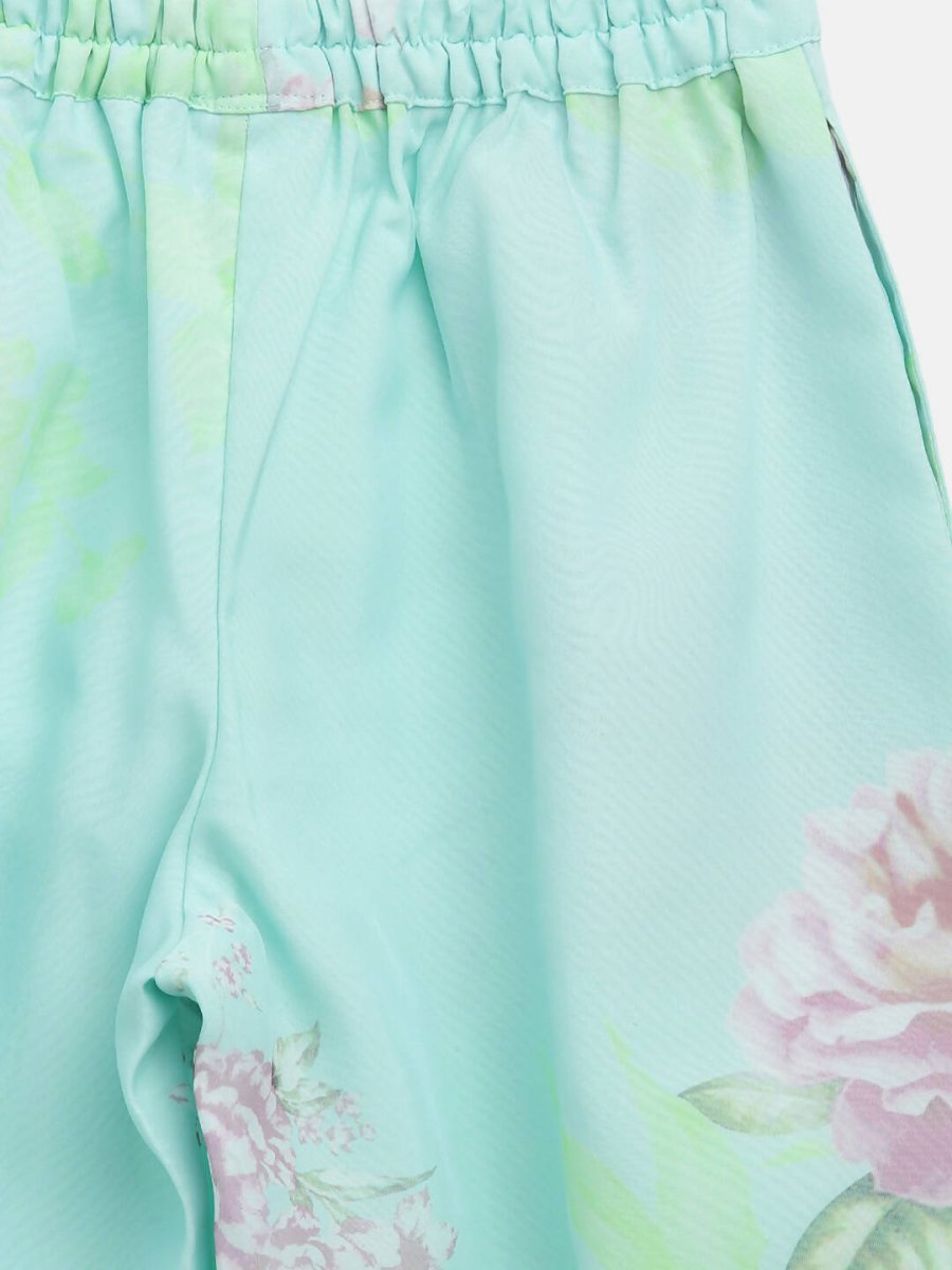 Ahalyaa Aqua Blue Crepe Printed Kids Kurta Palazzo Sets For Girls | Swadesiicart