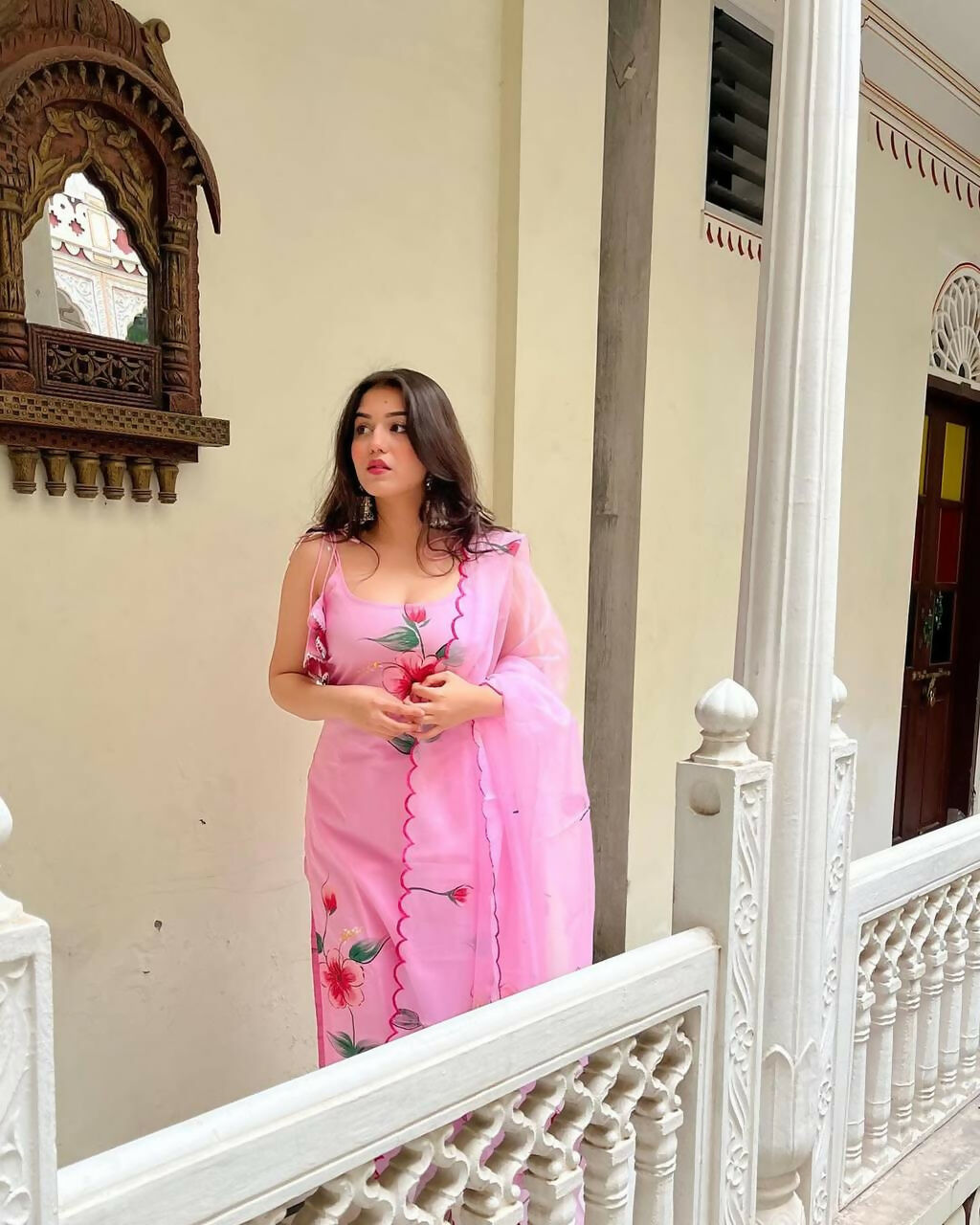 The52 Pink Women's Gorgeous Printed Viscose Fabric Straight Kurta Pant with Dupatta Set - Swadesiicart