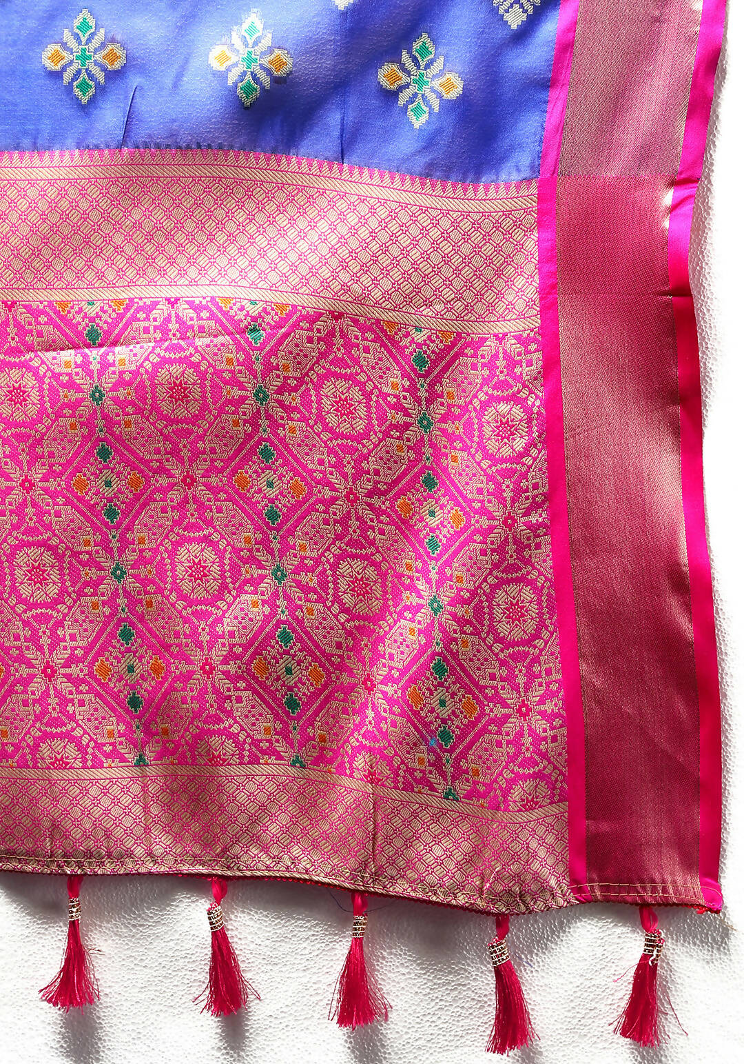 Lorenvalley Fashion Blue Organza Silk Woven Design with Meenakari Weaving Saree - Swadesiicart