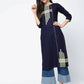 Aniyah Cotton Straight Kurta Blue Color With Patchwork (AN-106K) - Swadesiicart