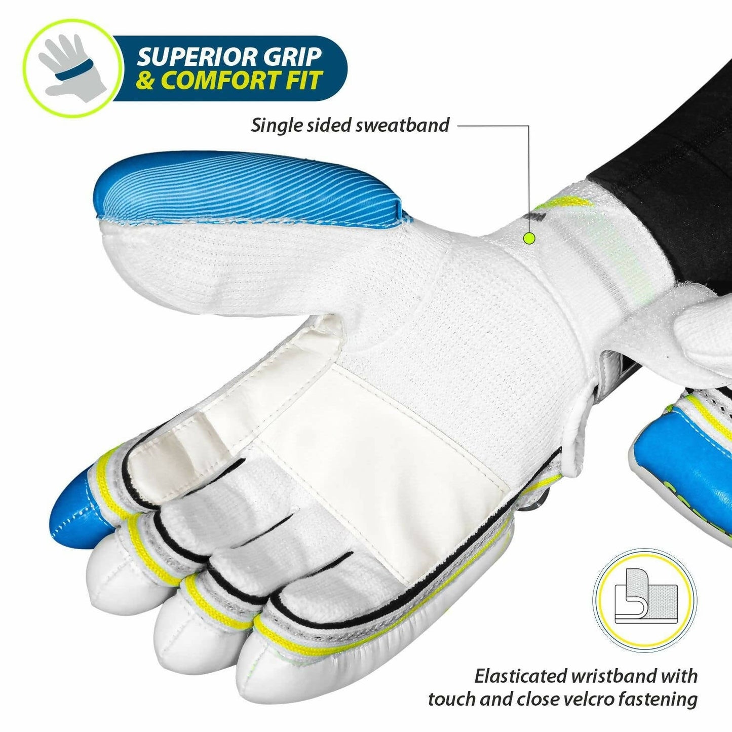 DSC Condor Ruffle Cricket Batting Gloves - Youth Left Multicolour with Cotton Gusset - Swadesiicart
