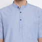 Even Apparels Blue Men's H/S Pure Cotton Kurta With Band Collar | Swadesiicart