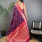 Joban Fashion Banarasi Purple Woven Butti Soft Silk Saree | Swadesiicart