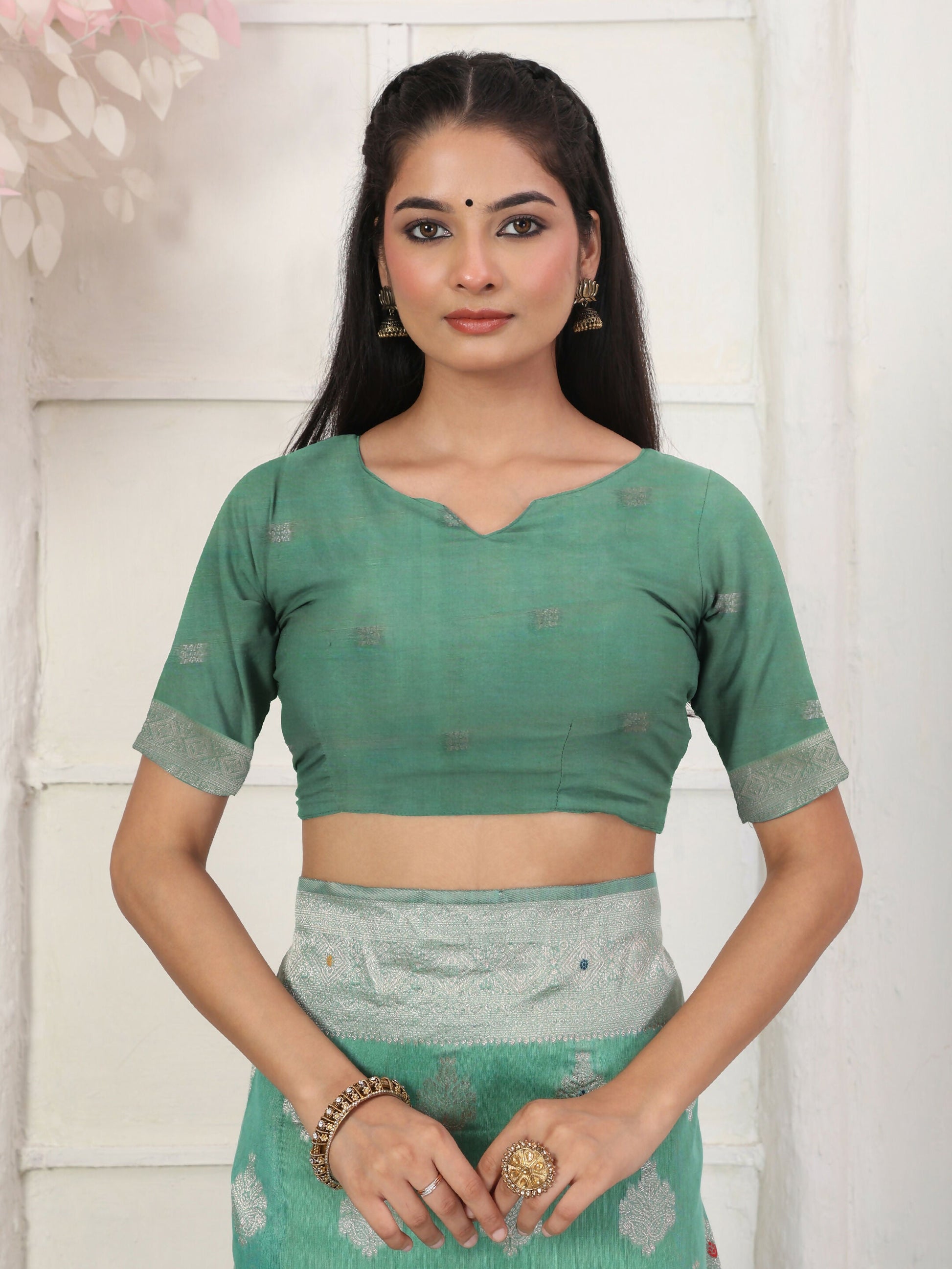 Shree Shyam Fashion Linen Cotton Rama Green Saree