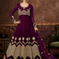 Myra Wine Real Georgette Embroidered Anarkali Suit (HO1103) | Swadesiicart
