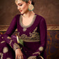Myra Wine Real Georgette Embroidered Anarkali Suit (HO1103) | Swadesiicart