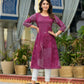 Juniper Women's Wine Beautiful Printed Liva Rayon A-Lined Kurta For Women - Swadesiicart