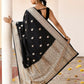 Joban Fashion Black Pure Katan Pure Handloom Banarasi Silk Saree | Swadesiicart