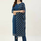 FIORRA Women's Turquise Poly Crepe Straight Kurta Pant With Dupatta - Swadesiicart