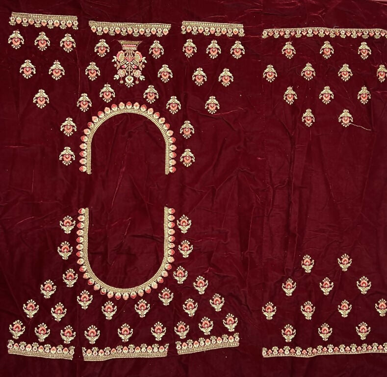 Jyoti Fashion Women's Maroon Velvet Multi Thread Embroidered with Zircon Diamond Wedding Lehenga Choli | Swadesiicart