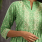 Juniper Green Ethnic Motif Printed Pure Cotton Tunic & Sharara With Sequins & Lace Detail - Swadesiicart