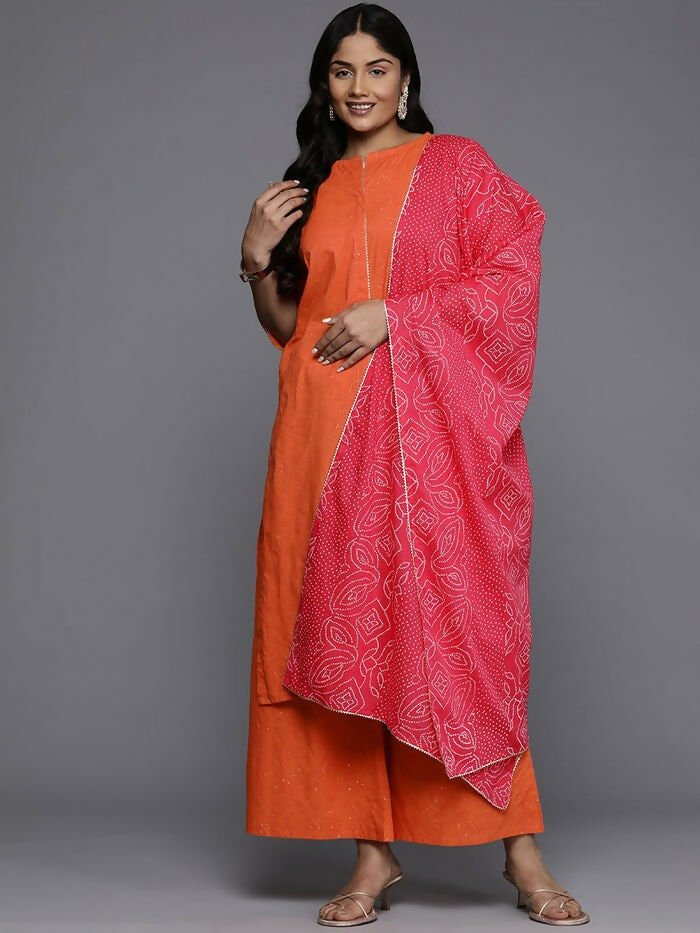 Ahalyaa Women's Traditional wear Kurta Set - Orange | Swadesiicart