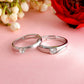 VOJ Stainless Steel Cubic Zirconia Silver Plated Adjustable Ring Set for Couple | Swadesiicart