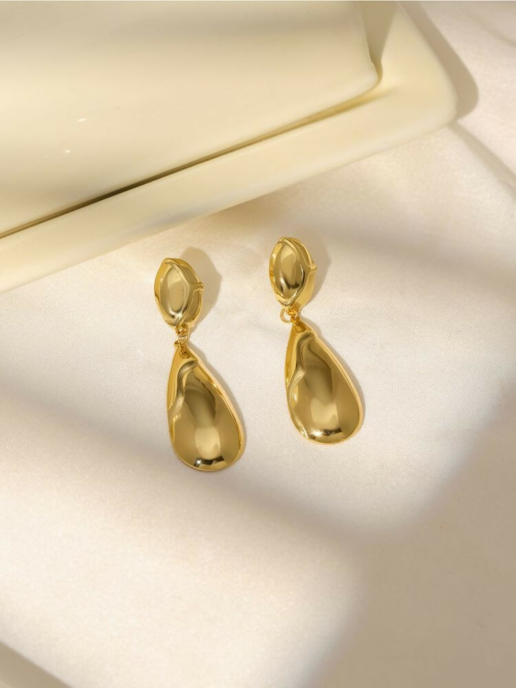 Golden Drop Earrings - Ruby Raang | Swadesiicart