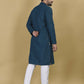 Anaita Teal Embroidered Rayon Straight Kurta
