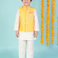 Lil Drama Boys Kurta Pyjama with jacket set - White | Swadesiicart