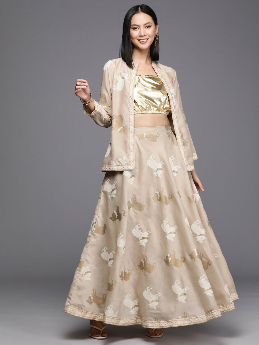 Ahalyaa Women's Traditional Wear Co-ods - Tan - Swadesiicart