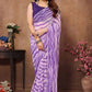 Partywear Designer Purple Georgette Fancy Saree - Satrangi | Swadesiicart