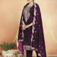 Jyoti Fashion Women's Wine Velvet Cording with Resham Thread & Sequin Kurta with Trouser & Dupatta | Swadesiicart
