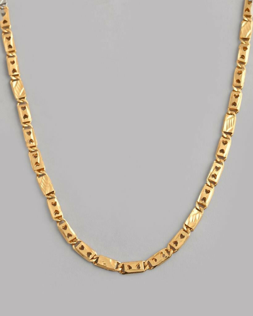 VOJ Gold-Polished Biscuit Chain With Hearts | Swadesiicart