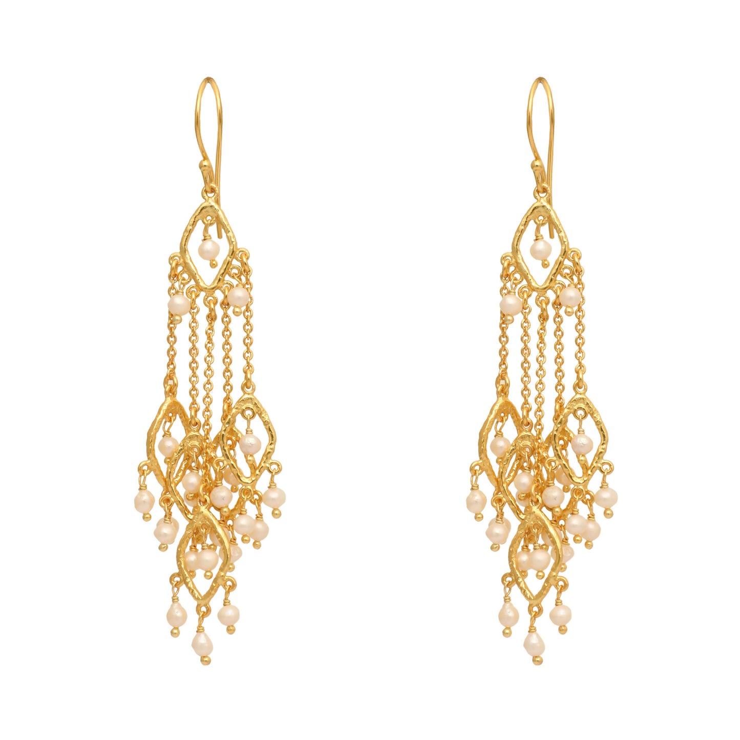 Nuyug 18k String of Pearls Gold Anti Tarnish Earrings | Swadesiicart