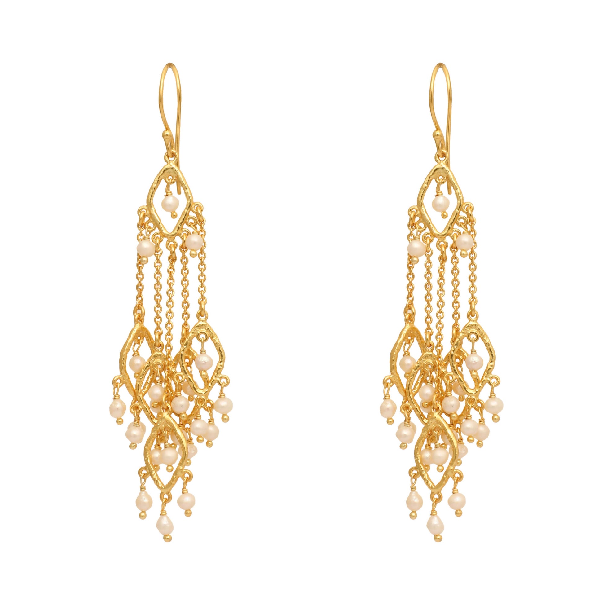 Nuyug 18k String of Pearls Gold Anti Tarnish Earrings | Swadesiicart
