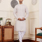 Off White Viscose Chikankari Embroidery Work Men's Rajwadi Kurta Set - Mahotsav | Swadesiicart