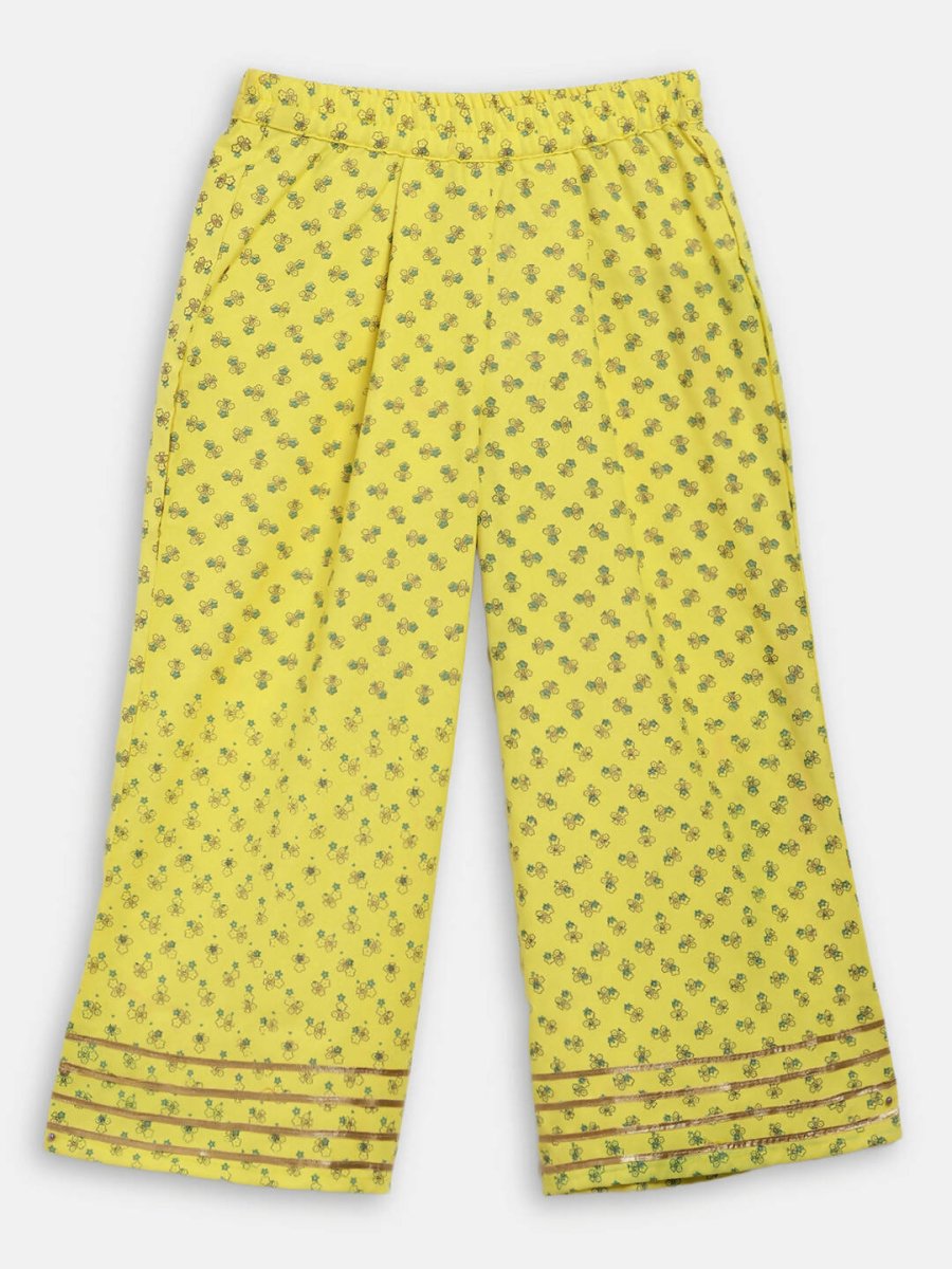 Ahalyaa Mustard Rayon Printed Kids Kurta Palazzo Sets For Kids For Girls | Swadesiicart