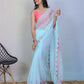 Vamsee Rashmika Sky Blue Georgette Saree - Swadesiicart