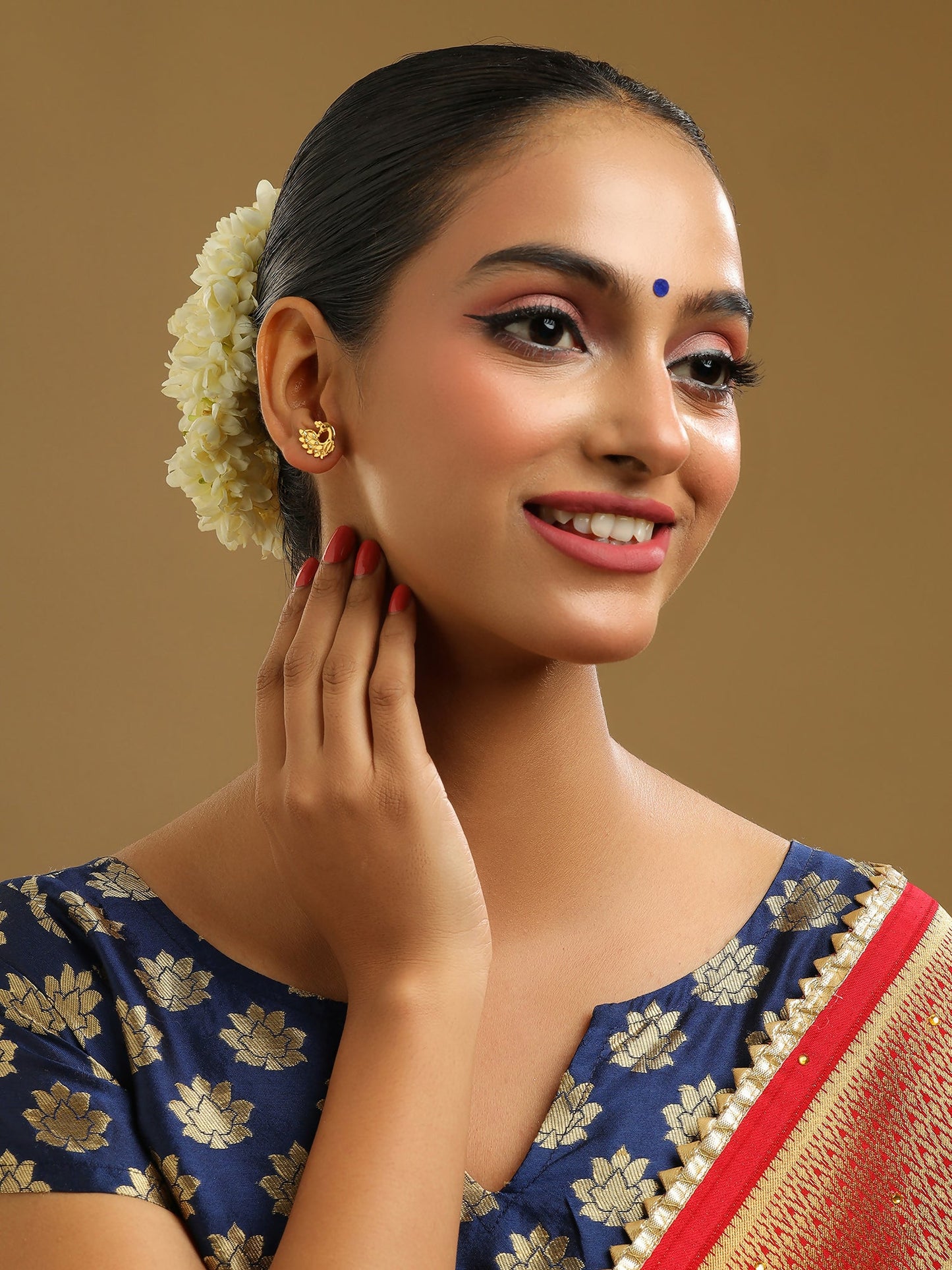 Ruby Raang Gold Peacock Earrings | Swadesiicart