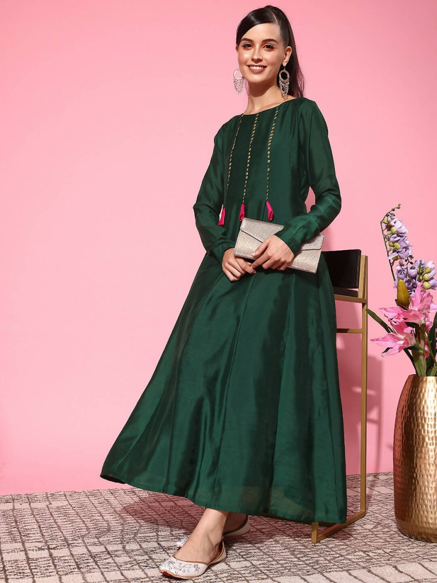 Ahalyaa Women's Traditional wear Ethnic Dress - Green | Swadesiicart
