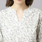 FIORRA Women's Off White Cotton A-Line Kurta Palazzo Set - Swadesiicart