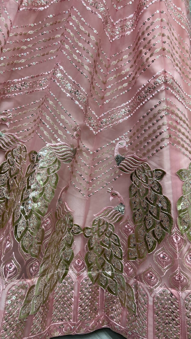Jyoti Fashion Women's Pink Bridal Net Fancy Foil & Sequins with Multi Thread Embroidered Wedding Lehenga Choli | Swadesiicart