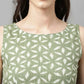 FIORRA Women's Green Lurex Cotton Flared Kurta Palazzo Set With Dupatta - Swadesiicart