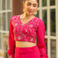 Janasya Pink Georgette Embroidered Top & Skirt | Swadesiicart