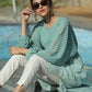 Juniper Women Sagegreen Georgette Bandhani High-Low Tunic | Swadesiicart