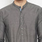 Even Apparels Grey Color Pure Cotton Short Men's Beautiful Kurta With Band Collar | Swadesiicart