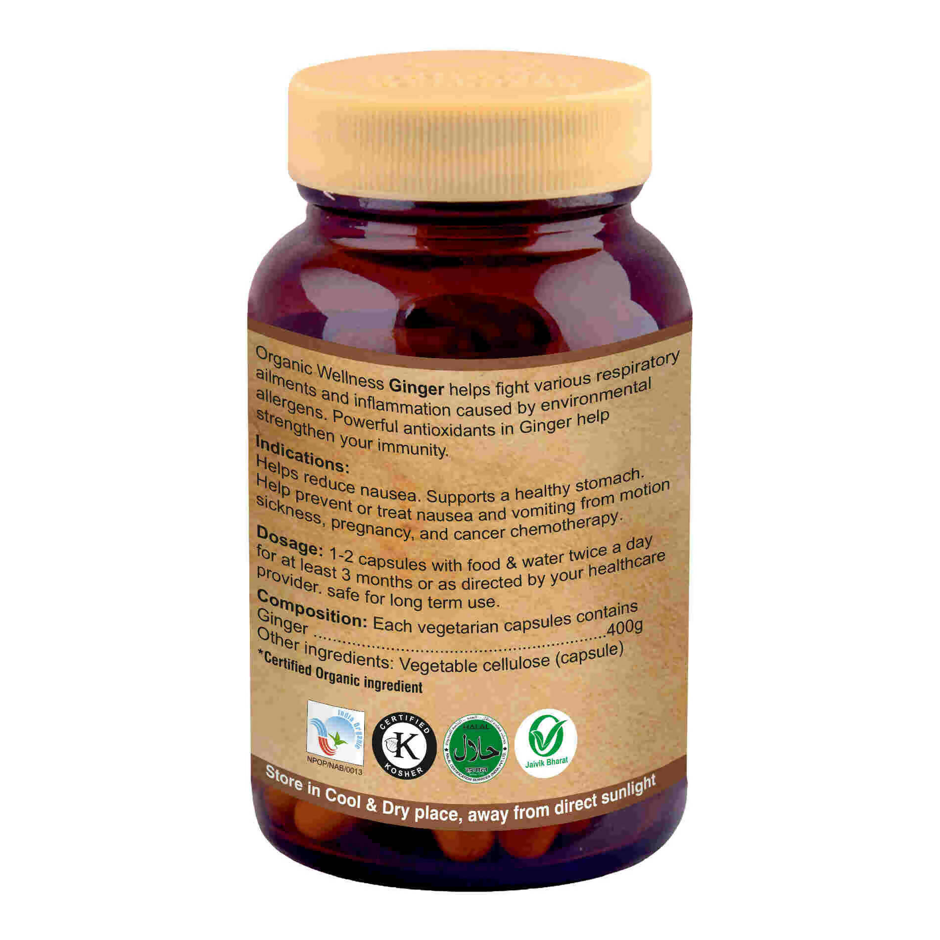 Organic Wellness Ginger Vegetarian Capsules - Swadesiicart
