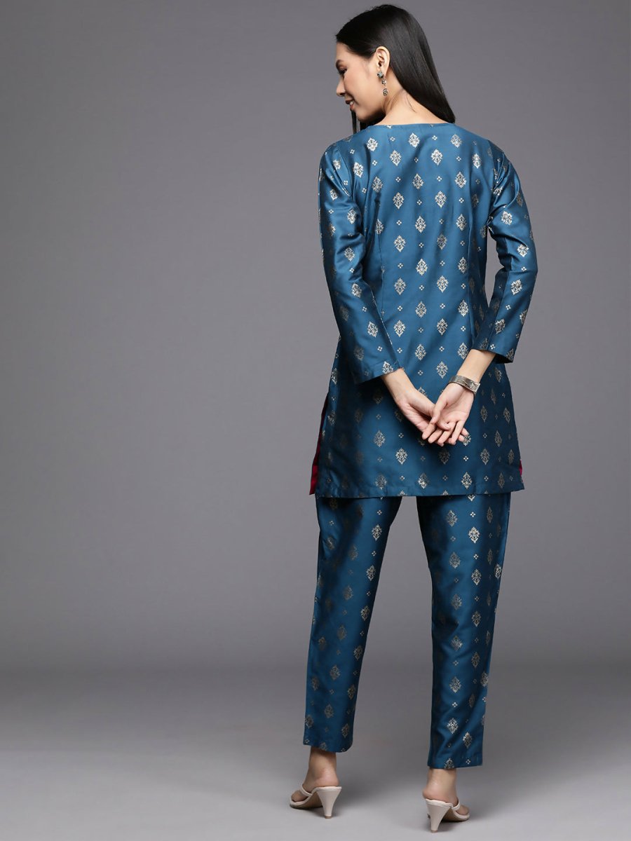 Ahalyaa Women's Traditional Wear Co-ods - Teal Blue - Swadesiicart