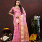 Lorenvalley Fashion Pink Cotton with Woven Design Zari Weaving Saree - Swadesiicart