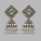 VOJ Black-Toned AD Studded Dome Shaped Jhumkas Earrings - Swadesiicart